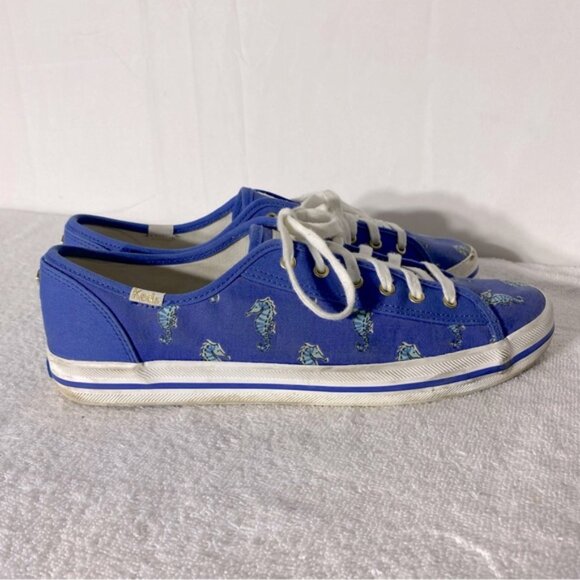 Keds For Kate Spade Blue Seahorse Lace Up Low Top Sneakers 10 - Picture 2 of 12